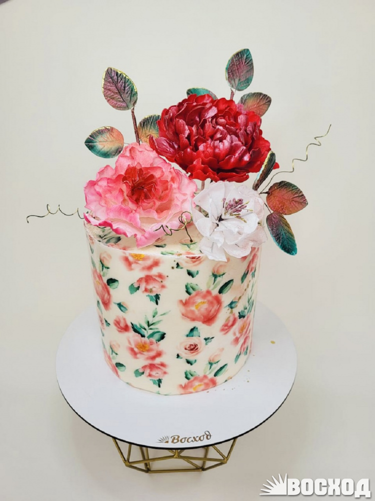 Торт «Яркие цветы в художественном стиле»