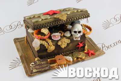 Торт № 907 "Праздничный" в марципановой обтяжке "Пиратская тема"