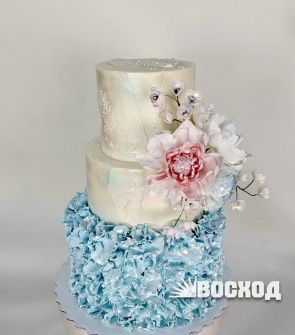 Торт Праздничный № 514, декор - цветы