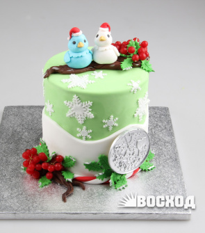 Торт № 830 Праздничный, декор птичка