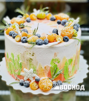 Торт № 346 Праздничный, декор фрукты, ягоды