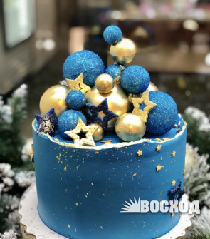 Торт № 80 Праздничный (декор звезды, шары)
