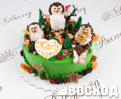 Торт № 966 Праздничный (декор ежики)