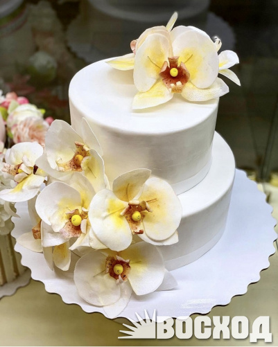 Торт № 19 Праздничный, оформление сахарная паста, орхидея