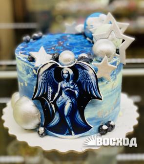 Торт № 261 Праздничный, декор звезды, крылатая богиня