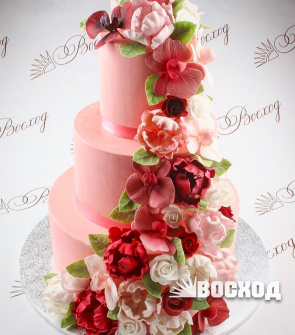 № 950 Торт Праздничный, декор цветы.