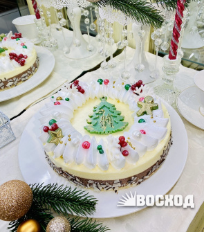 Торт № 50 Сырная фантазия в новогоднем оформлении, время приготовления с 26.12.23 по 31.12.23