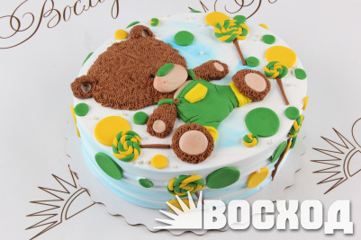 Торт № 956 Праздничный в оформлении сливки "Мишка"