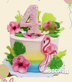 Торт № 279 Праздничный, декор фламинго
