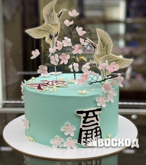 Торт № 239 Праздничный, аист, цветы