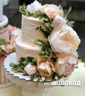 Торт № 922 Праздничный, декор цветы.