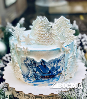 Торт № 74 Праздничный (зимний декор, фотопечать)
