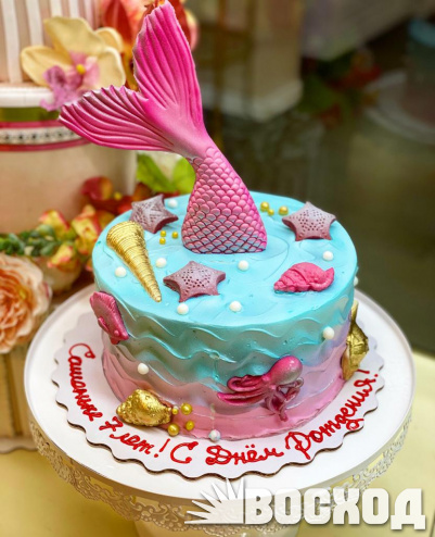 Торт № 808 Праздничный, декор русалка